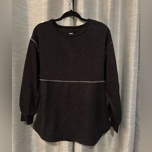 Maeve by Anthropologie Black Curved Hem Sweatshirt rare Seam Detail Soft Size M